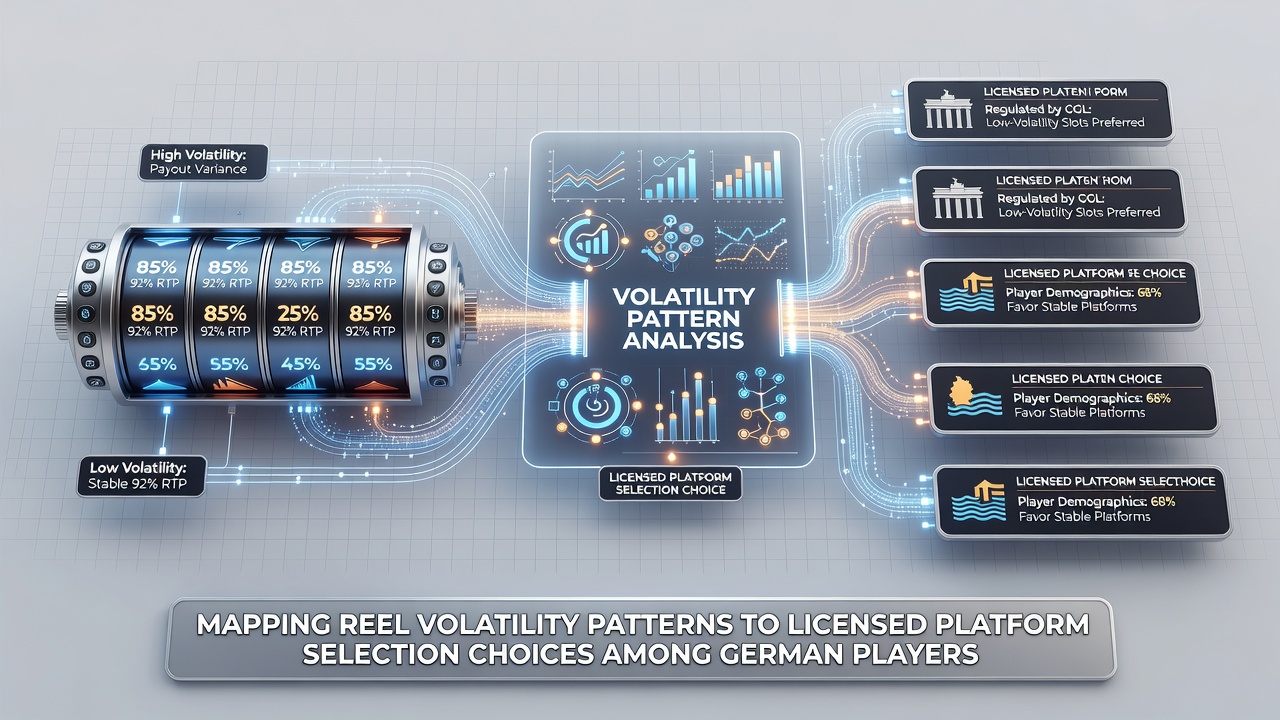 Grafik zu Volatilitätsmustern und Plattformauswahl bei deutschen Spielern mit Fokus auf lizenzierte Anbieter
